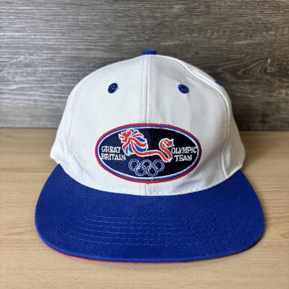Vintage Great Britain Olympic Team Hat Cap Snap Back Olympics Adidas Mens 90s